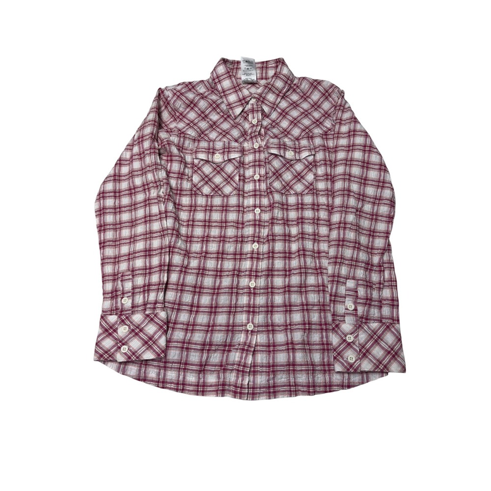 Patagonia Womens 0 Red White Plaid Organic Cotton‎ Seersucker Western Shirt